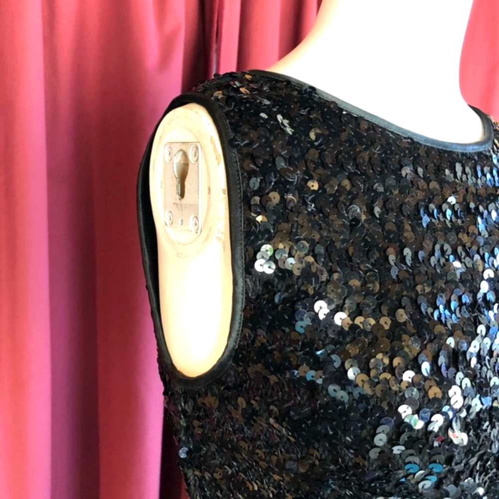 Vtg. Karen Kane Black Sequin Top - Picture 4 of 12